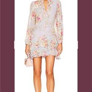 Yumi Kim Floral Ruffle Long-Sleeve Mini Dress